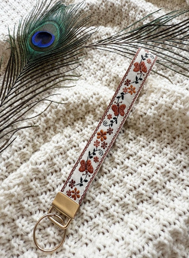 TCOMVEZ Cute Keychain Wristlet Boho Lace Key Chains for Women Wrist Lanyard for Car Key ID Badges (Butterfly Flower) - Image 3